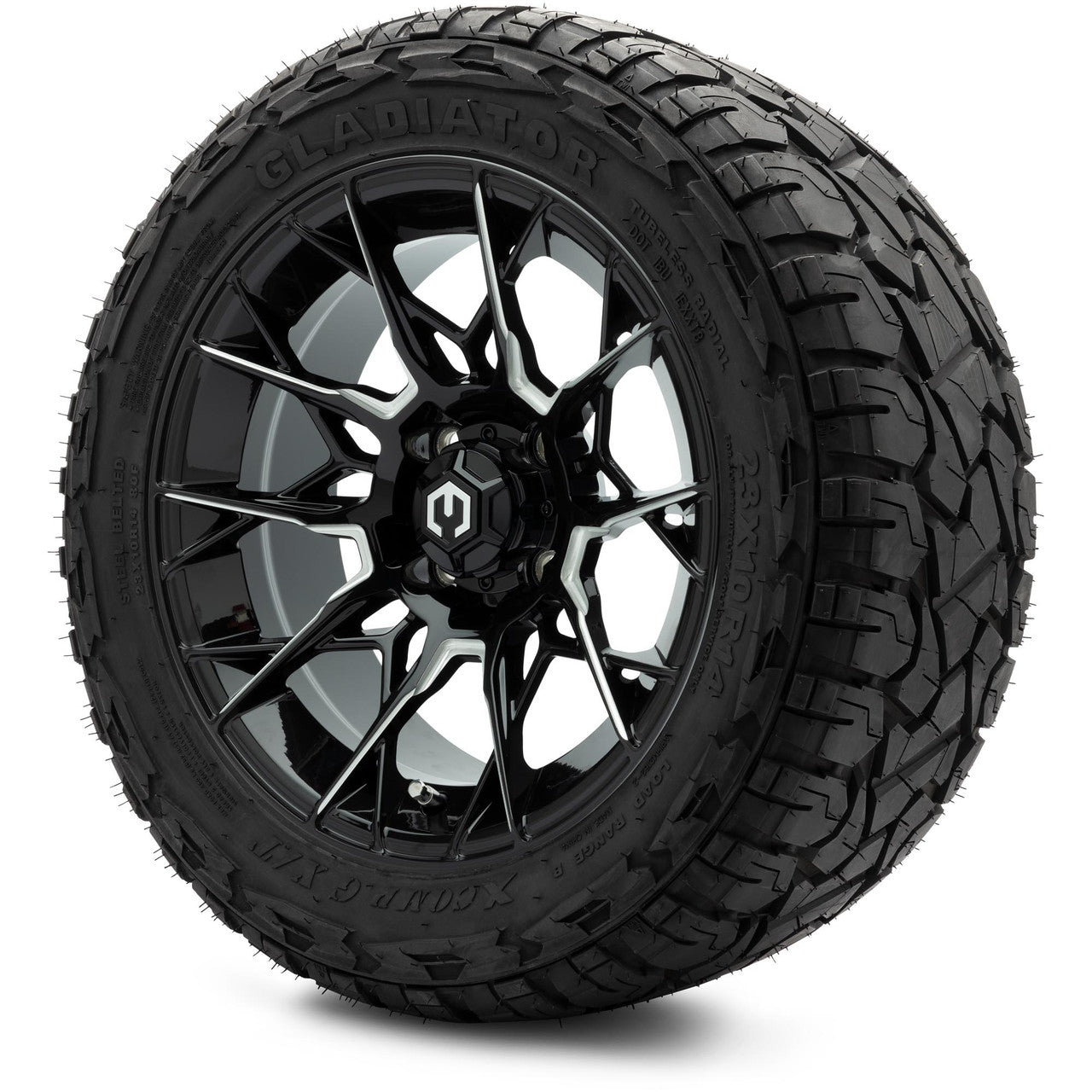 MODZ® 14" Chaos Glossy Black with Ball Mill Wheels & Off-Road Tires Combo