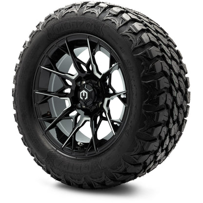 MODZ® 14" Chaos Glossy Black with Ball Mill Wheels & Off-Road Tires Combo