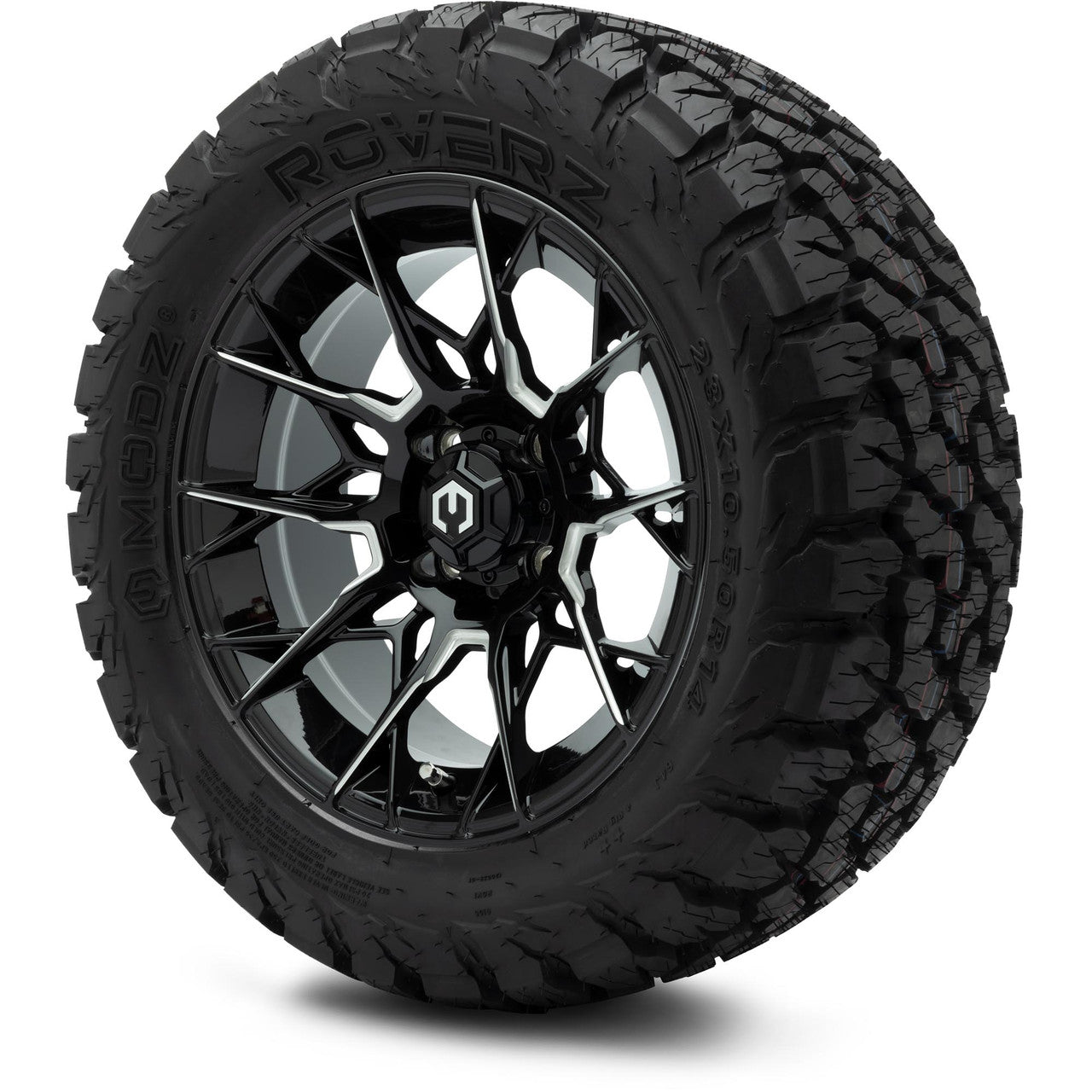 MODZ® 14" Chaos Glossy Black with Ball Mill Wheels & Off-Road Tires Combo