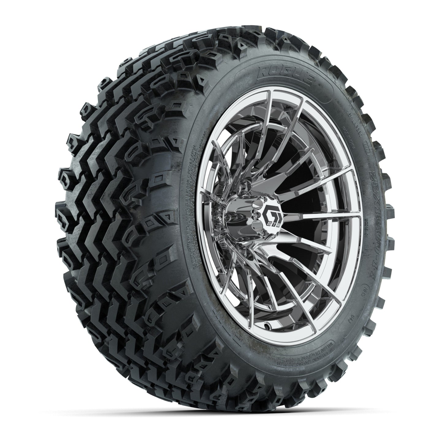 GTW® Boost Chrome 14 in Wheels with 23X10-14 Rogue All-Terrain Tires – Full Set