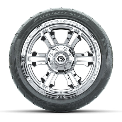 GTW® Shogun Chrome 14 in Wheels with 225/40-R14 Fusion GTR Steel Belt Radial Street Tires – Full Set