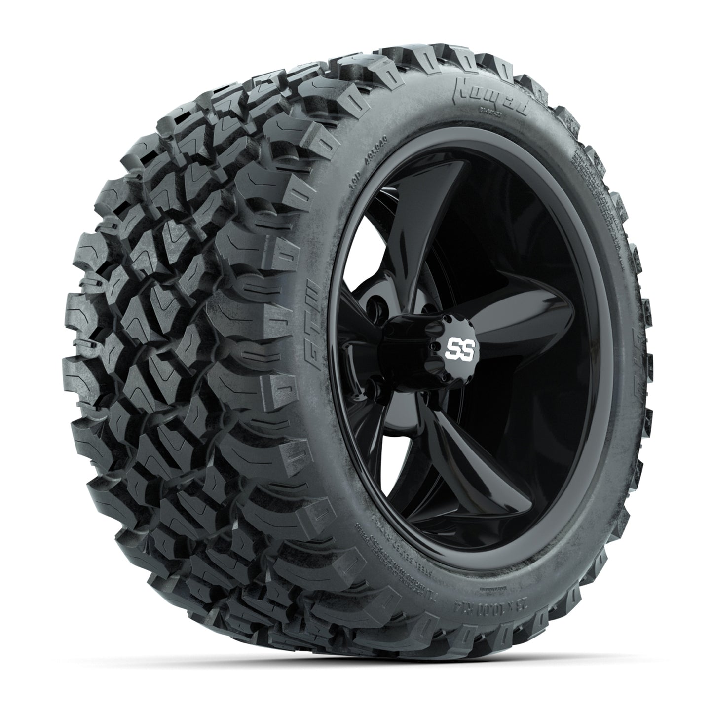 GTW® Godfather Black 14 in Wheels with 23X10-R14 Nomad Steel Belt Radial All-Terrain Tires – Full Set