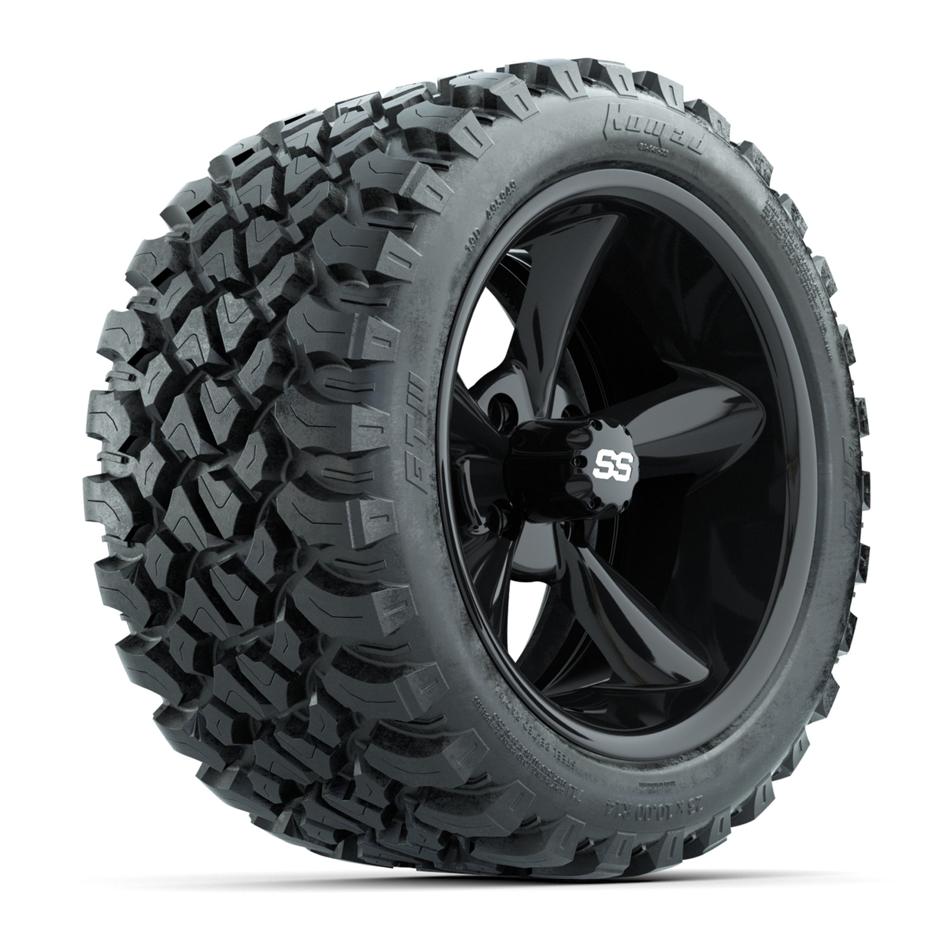 GTW® Godfather Black 14 in Wheels with 23X10-R14 Nomad Steel Belt Radial All-Terrain Tires – Full Set