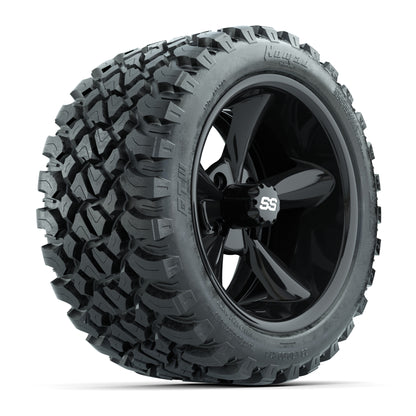 GTW® Godfather Black 14 in Wheels with 23X10-R14 Nomad Steel Belt Radial All-Terrain Tires – Full Set