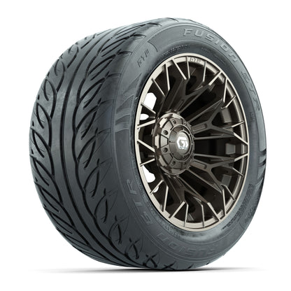 GTW® Stellar Matte Bronze 14 in Wheels with 255/45-R14 Fusion GTR Steel Belt Radial Street Tires – Full Set