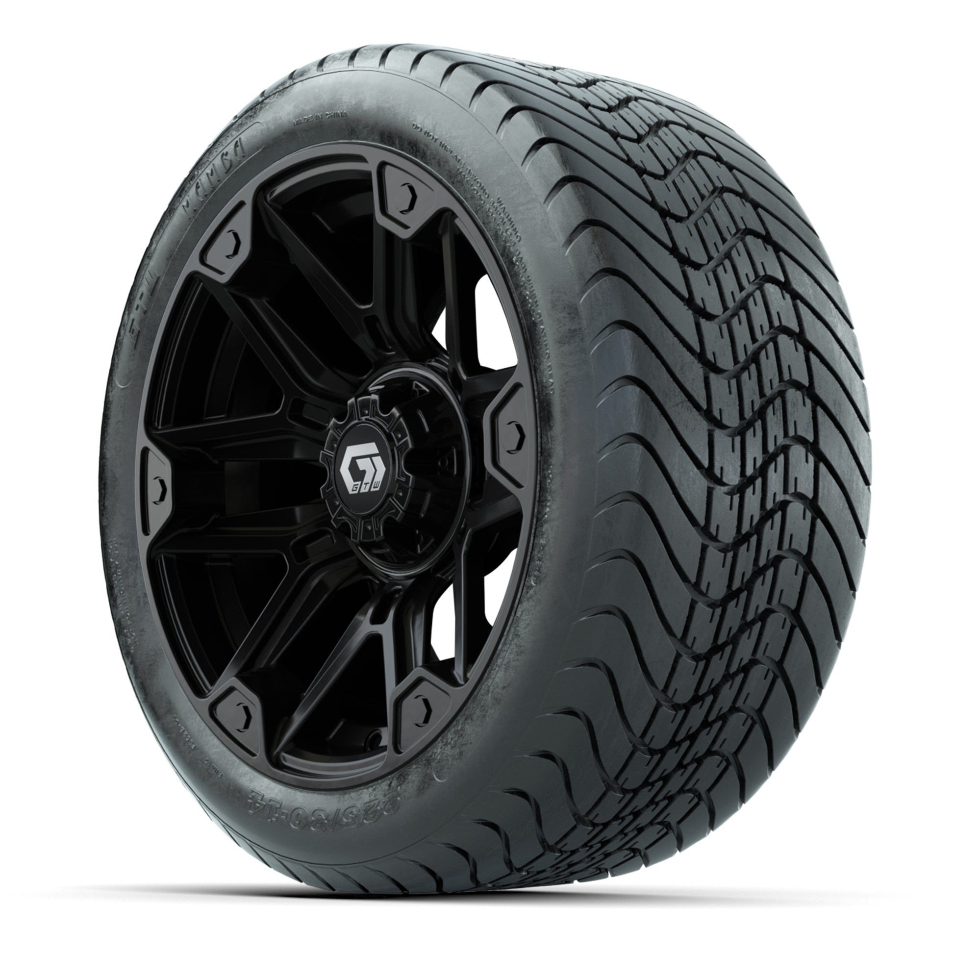 GTW Graffiti Gloss Black 14 in Wheels with 225/30-14 Mamba Street Tires – Full Set