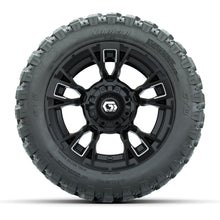 GTW® Vandal Matte Black/Machined 12 in Wheels with 22X11-R12 Nomad Steel Belt Radial All-Terrain Tires – Full Set
