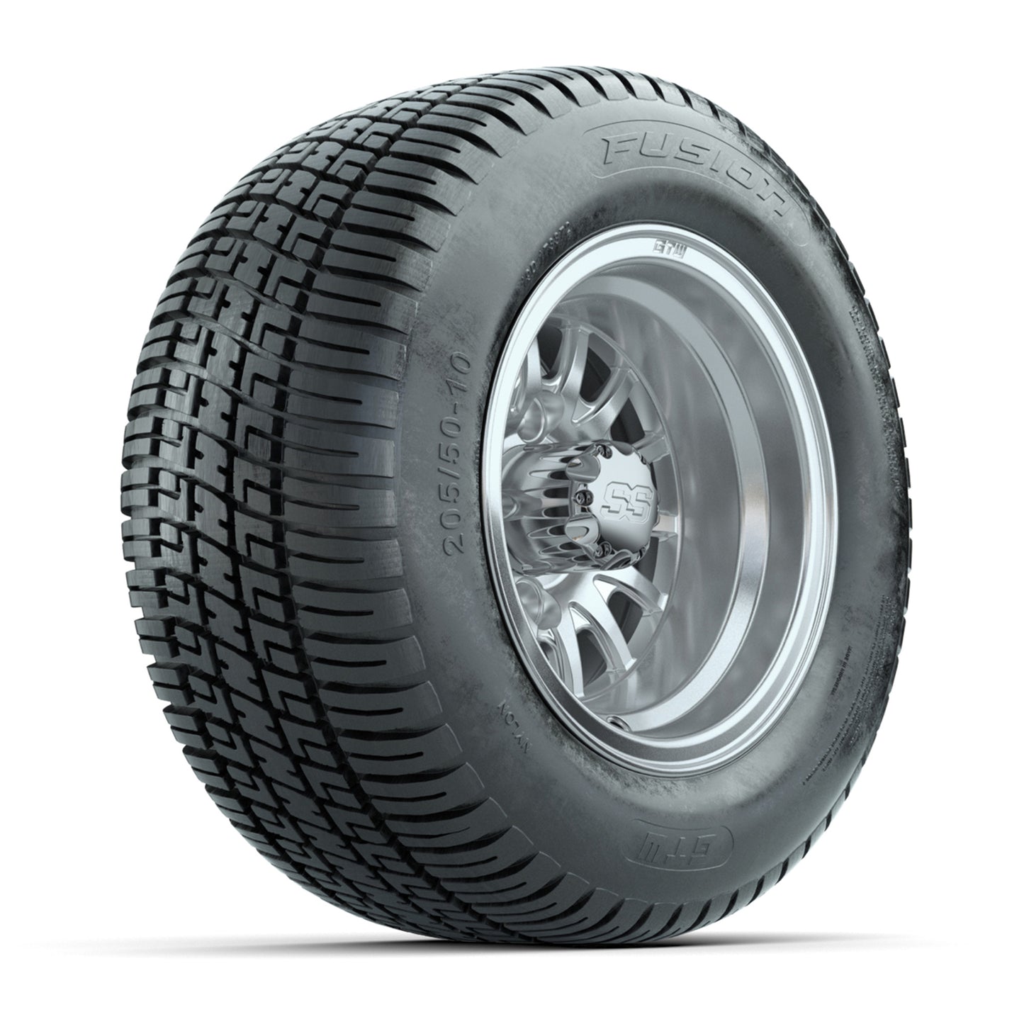 Set of 4 GTW Medusa Silver and Machined Wheels with Fusion Street Tires - 10 Inch