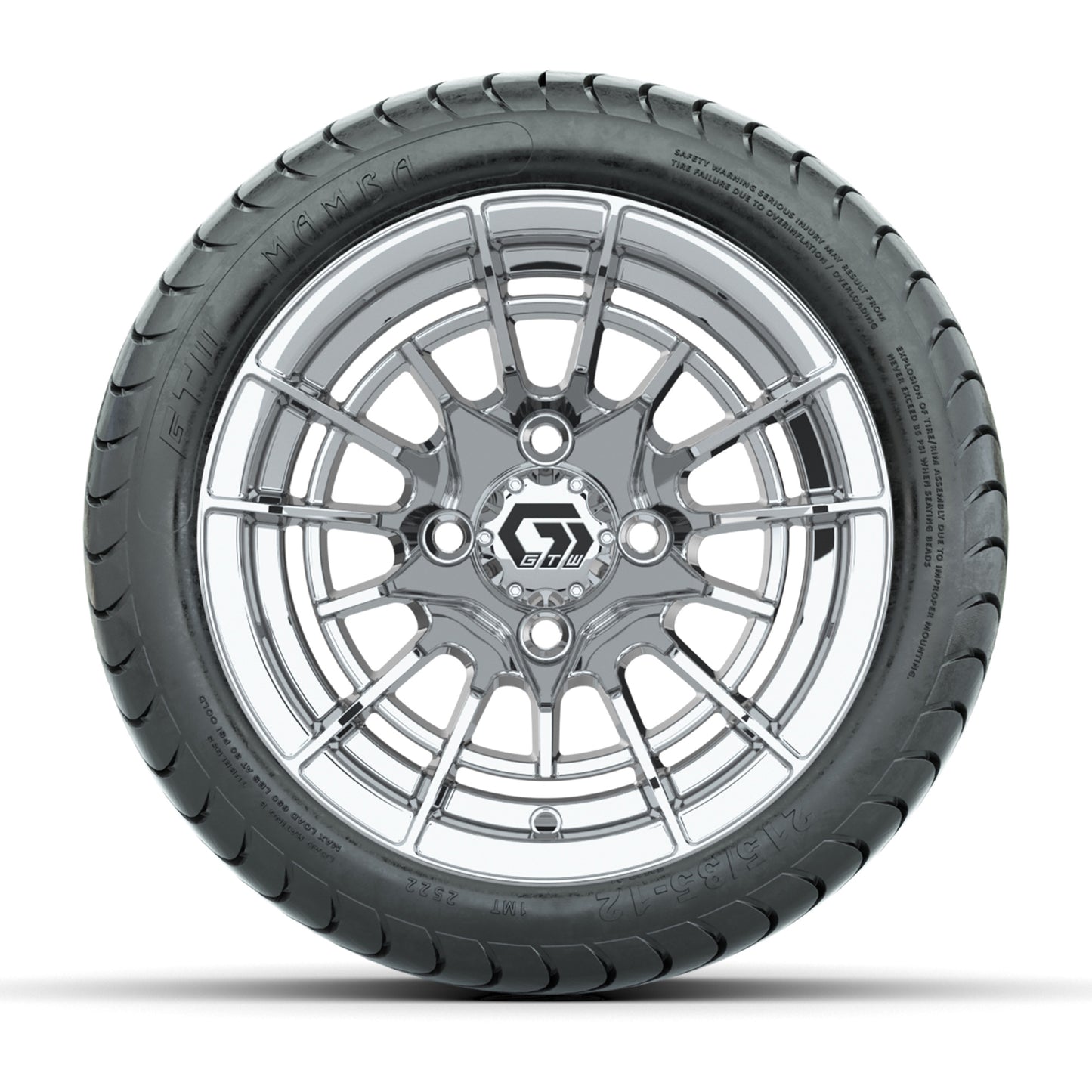 GTW® Boost Chrome 12 in Wheels with 215/35-12 Mamba Street Tires – Full Set