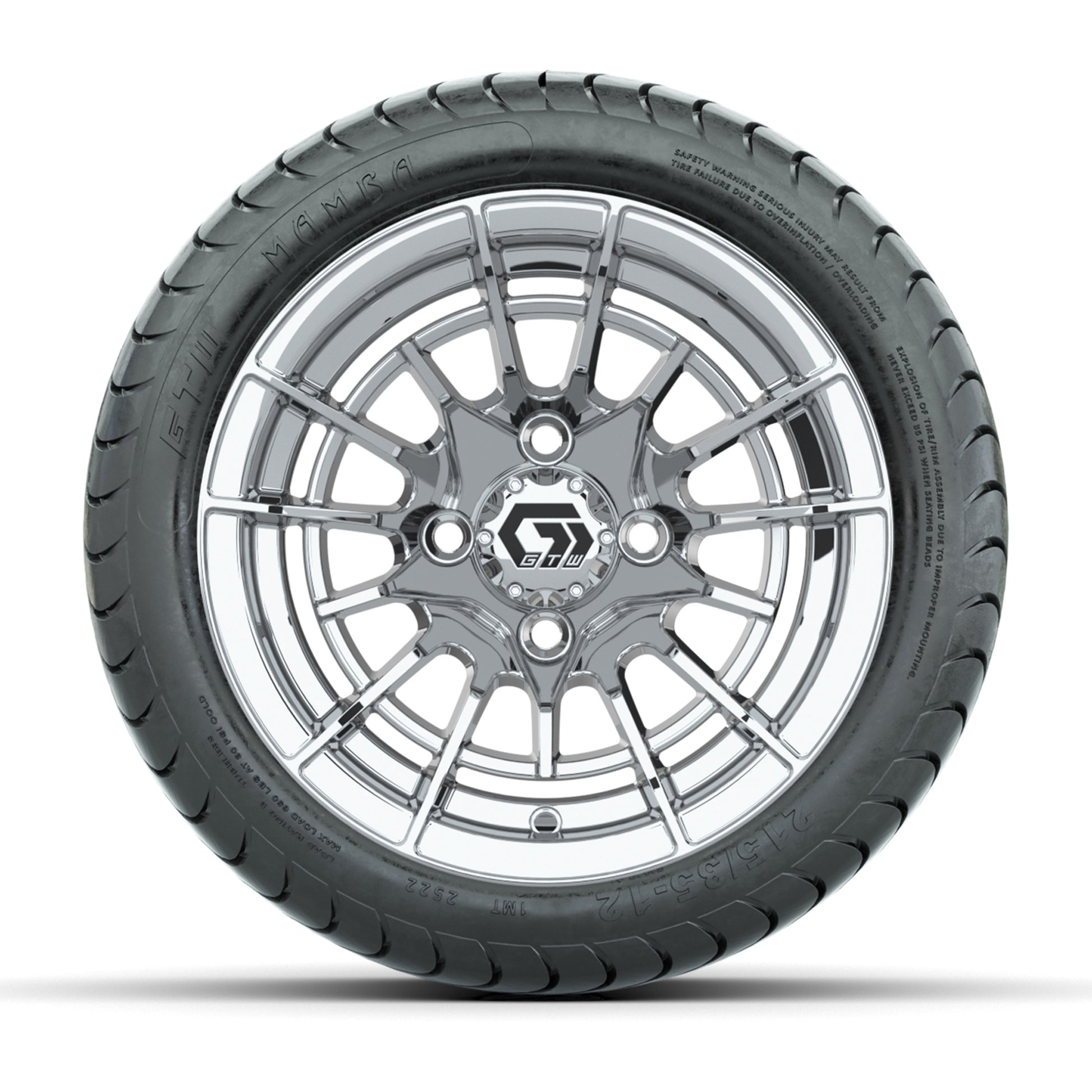 GTW® Boost Chrome 12 in Wheels with 215/35-12 Mamba Street Tires – Full Set
