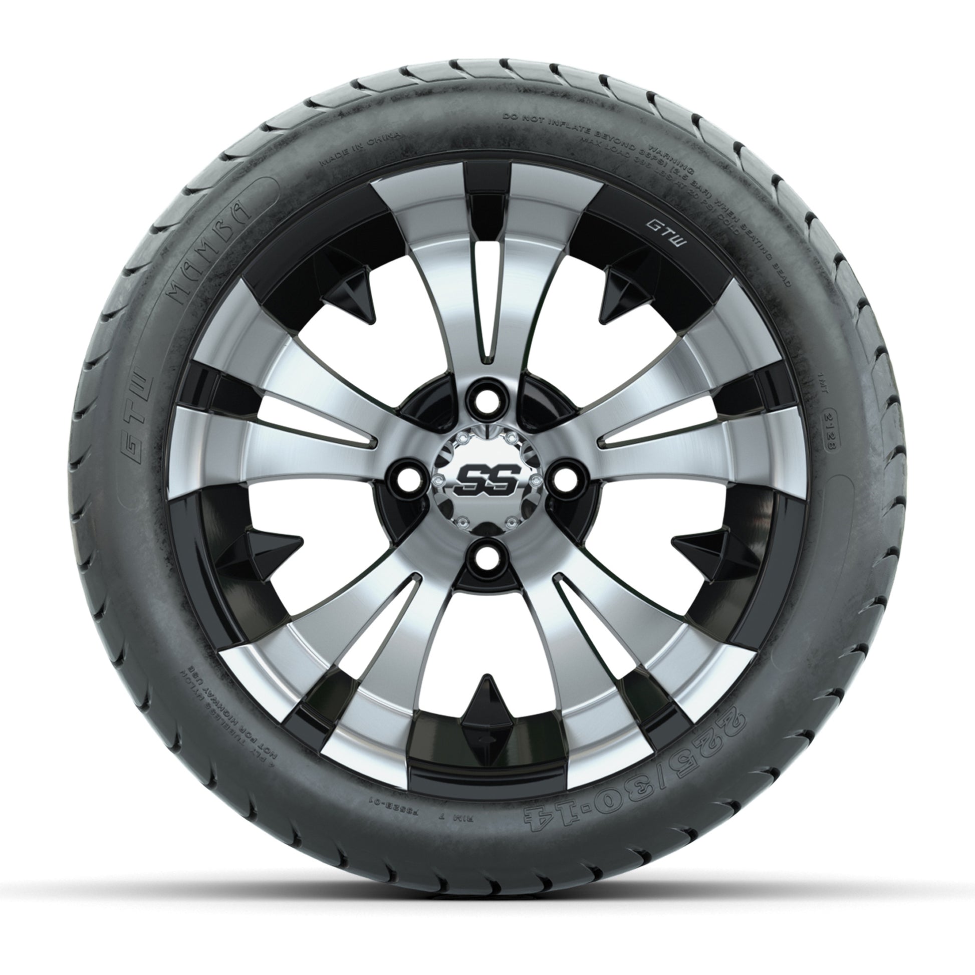 14” GTW Vampire Black and Machined Wheels with GTW Mamba Street Tires – Set of 4