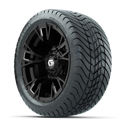 GTW® Vandal Matte Black/Machined 12 in Wheels with 215/35-12 Mamba Street Tires – Full Set