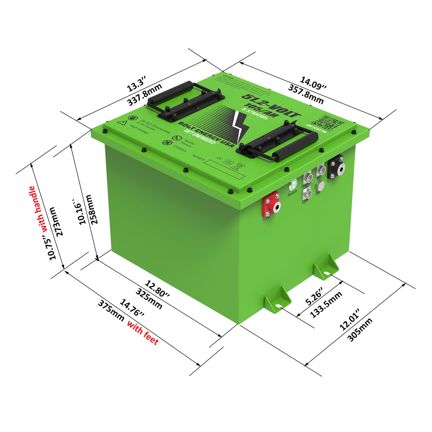 Bolt Energy Polaris Ranger 51V 105AH Square Heated Standard Battery Kit