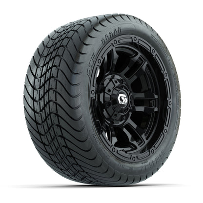 GTW® Shogun Gloss Black 12 in Wheels with 215/35-12 Mamba Street Tires – Full Set