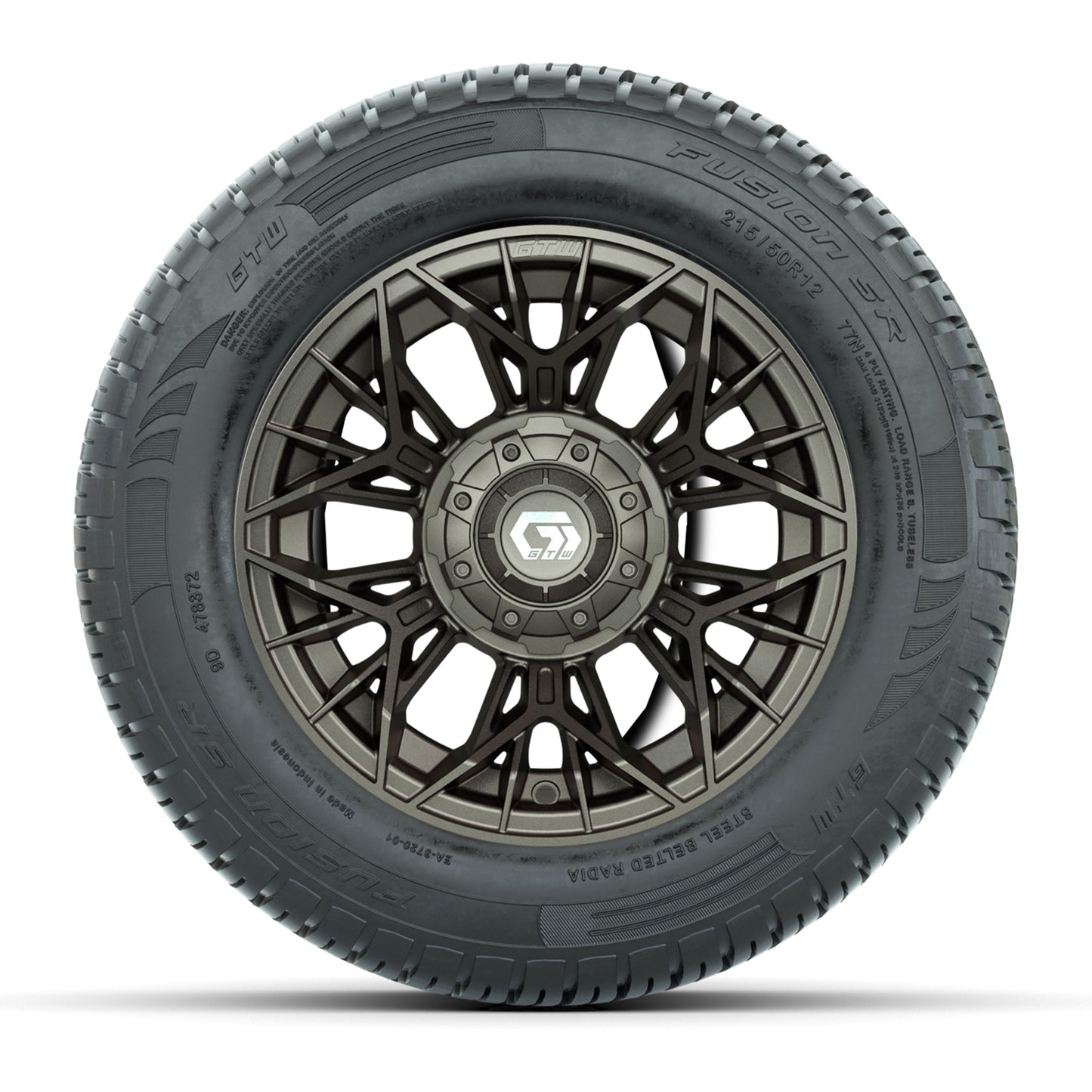 Set of (4) 12 in GTW® Stellar Matte Bronze Wheels with 215/50-R12 Fusion S/R Street Tires