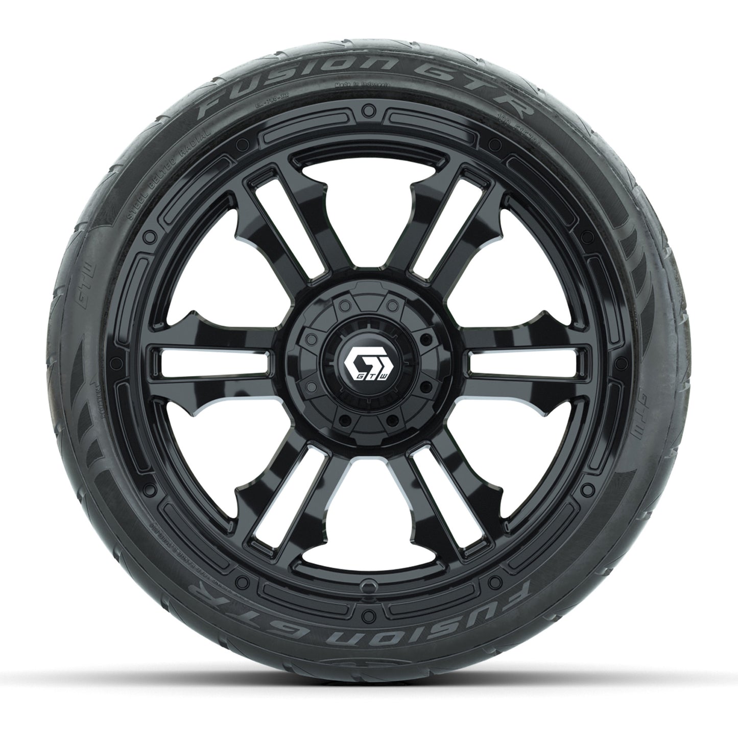 GTW® Shogun Gloss Black 15 in Wheels with 215/40-R15 Fusion GTR Steel Belted Street Tires – Full Set