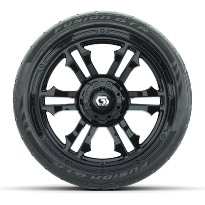 GTW® Shogun Gloss Black 15 in Wheels with 215/40-R15 Fusion GTR Steel Belted Street Tires – Full Set