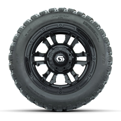 GTW® Shogun Gloss Black 12 in Wheels with 20X10-12 Nomad Steel Belt Radial All-Terrain Tires – Full Set