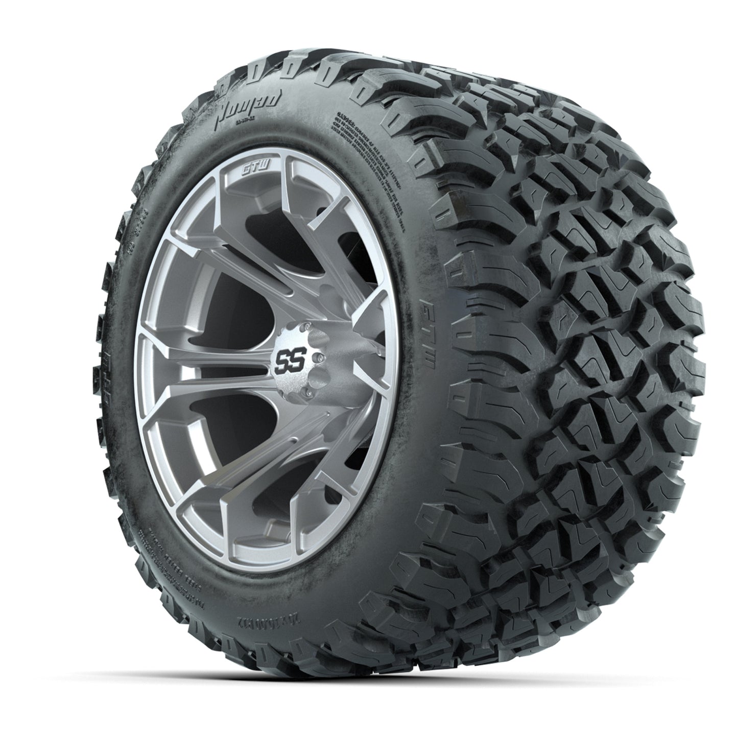 GTW® Spyder Silver Brush 12 in Wheels with 20X10-12 Nomad Steel Belt Radial All-Terrain Tires – Full Set