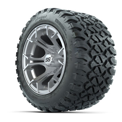 GTW® Spyder Silver Brush 12 in Wheels with 20X10-12 Nomad Steel Belt Radial All-Terrain Tires – Full Set