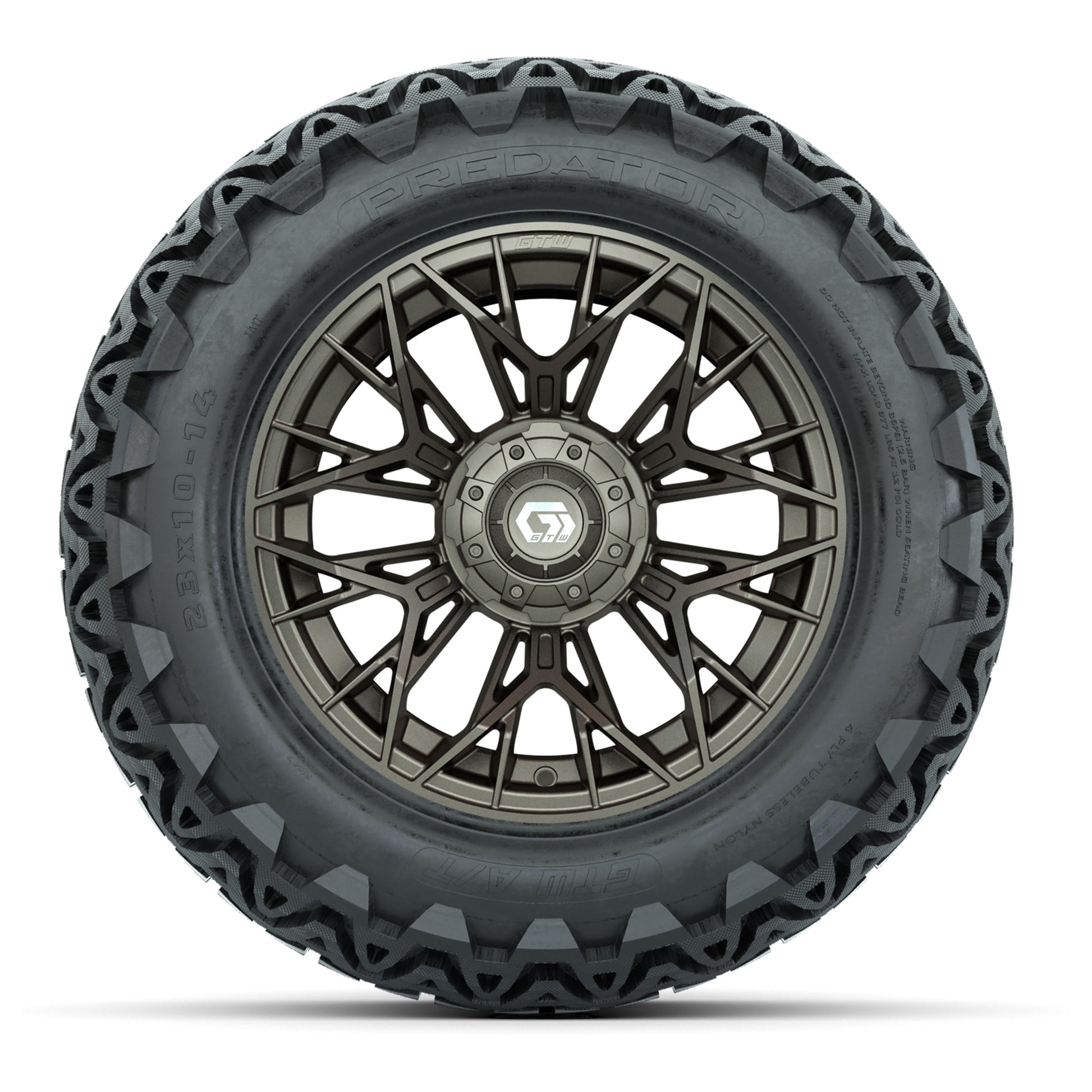 Set of (4) 14 in GTW® Stellar Matte Bronze Wheels with 23x10-14 Predator All-Terrain Tires