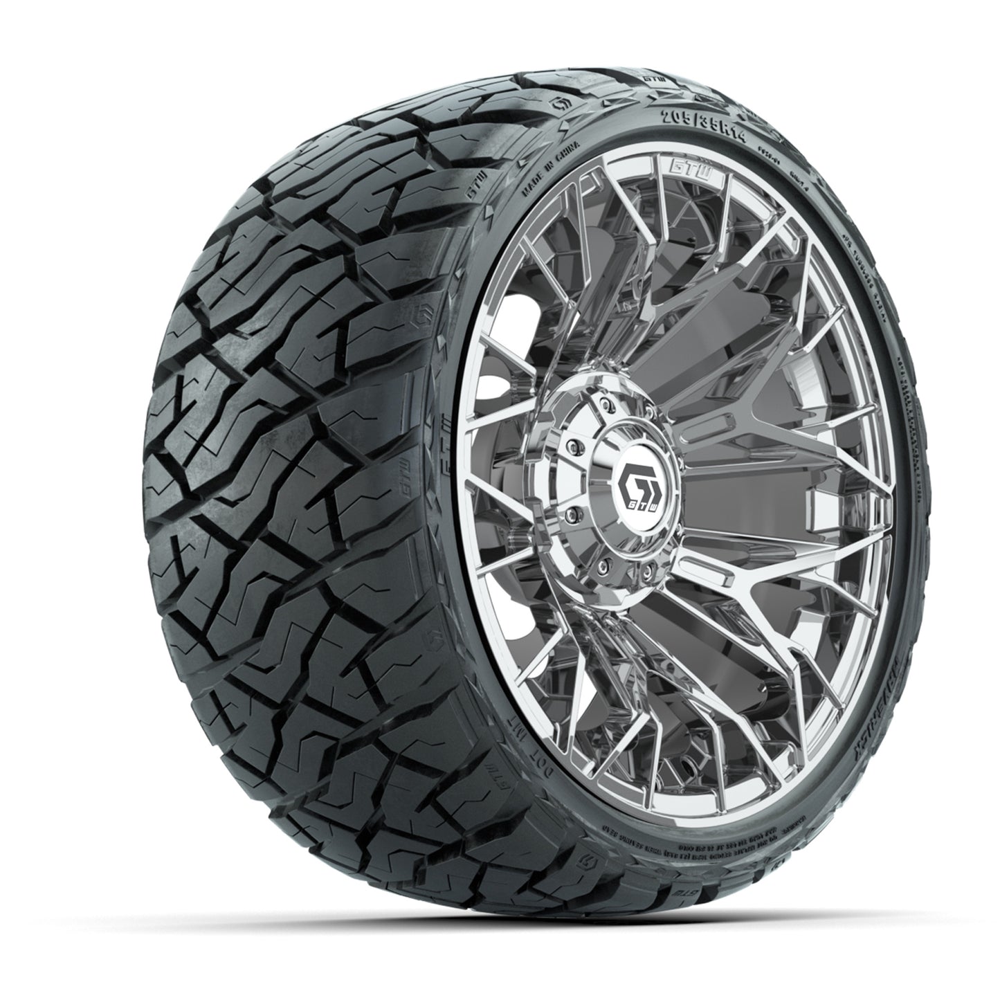GTW Stellar Chrome 14 in Wheels with 205/35-R14 Maverick Low-Profile All-Terrain Tires - Full Set