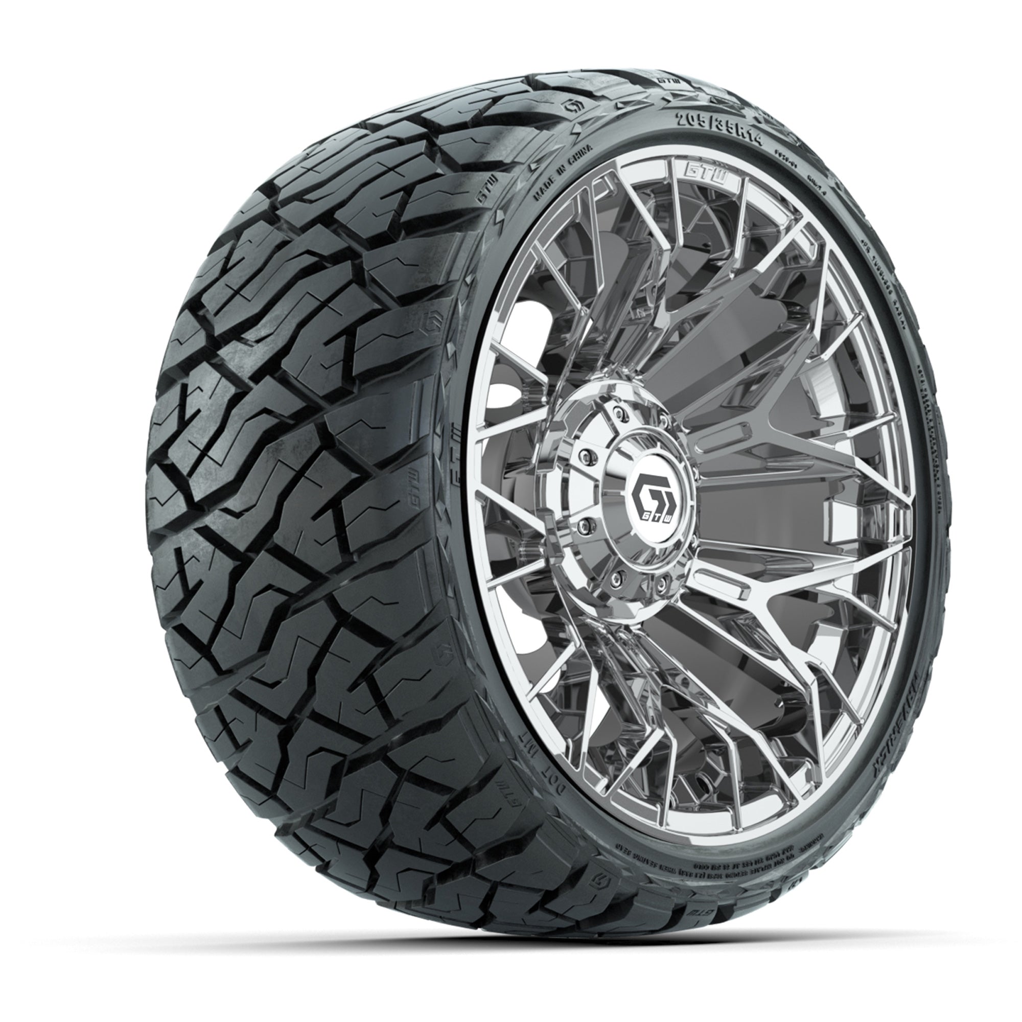 GTW Stellar Chrome 14 in Wheels with 205/35-R14 Maverick Low-Profile All-Terrain Tires - Full Set