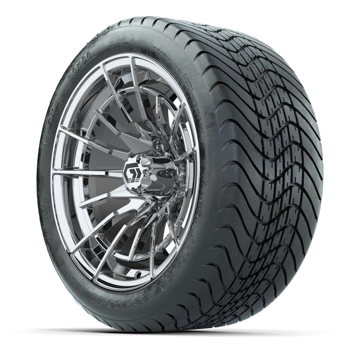 GTW Boost Chrome 14 in Wheels with 225/30-14 Mamba Street Tires – Full Set