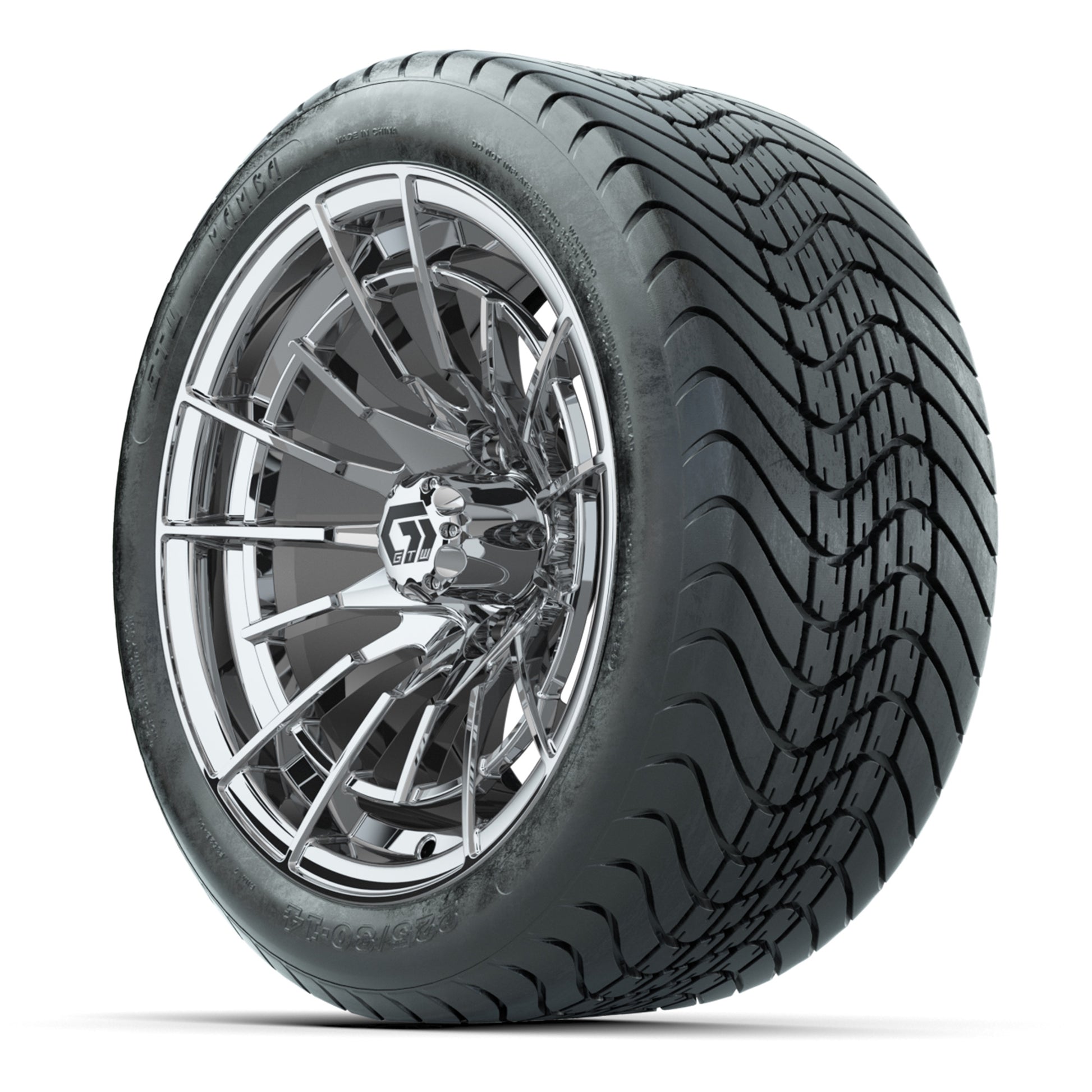 GTW Boost Chrome 14 in Wheels with 225/30-14 Mamba Street Tires – Full Set
