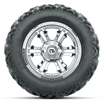 GTW Shogun Chrome 14 in Wheels with 25x10-14 Barrage Mud Tires – Full Set
