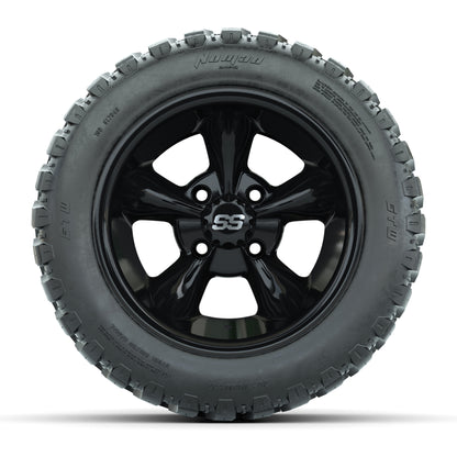 GTW® Godfather Black 12 in Wheels with 20X10-12 Nomad Steel Belt Radial All-Terrain Tires – Full Set