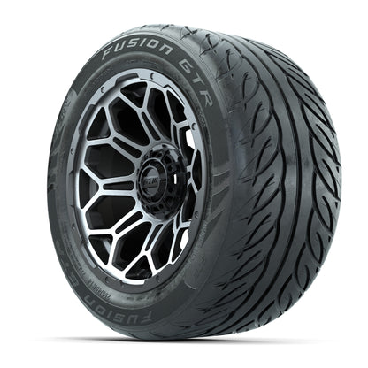 GTW® Bravo Matte Gray/Machined 14 in Wheels with 255/45-R14 Fusion GTR Steel Belt Radial Street Tires – Full Set
