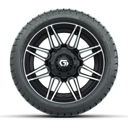 GTW® Stealth Black/Machined 12 in Wheels with 215/35-12 Mamba Street Tires – Full Set