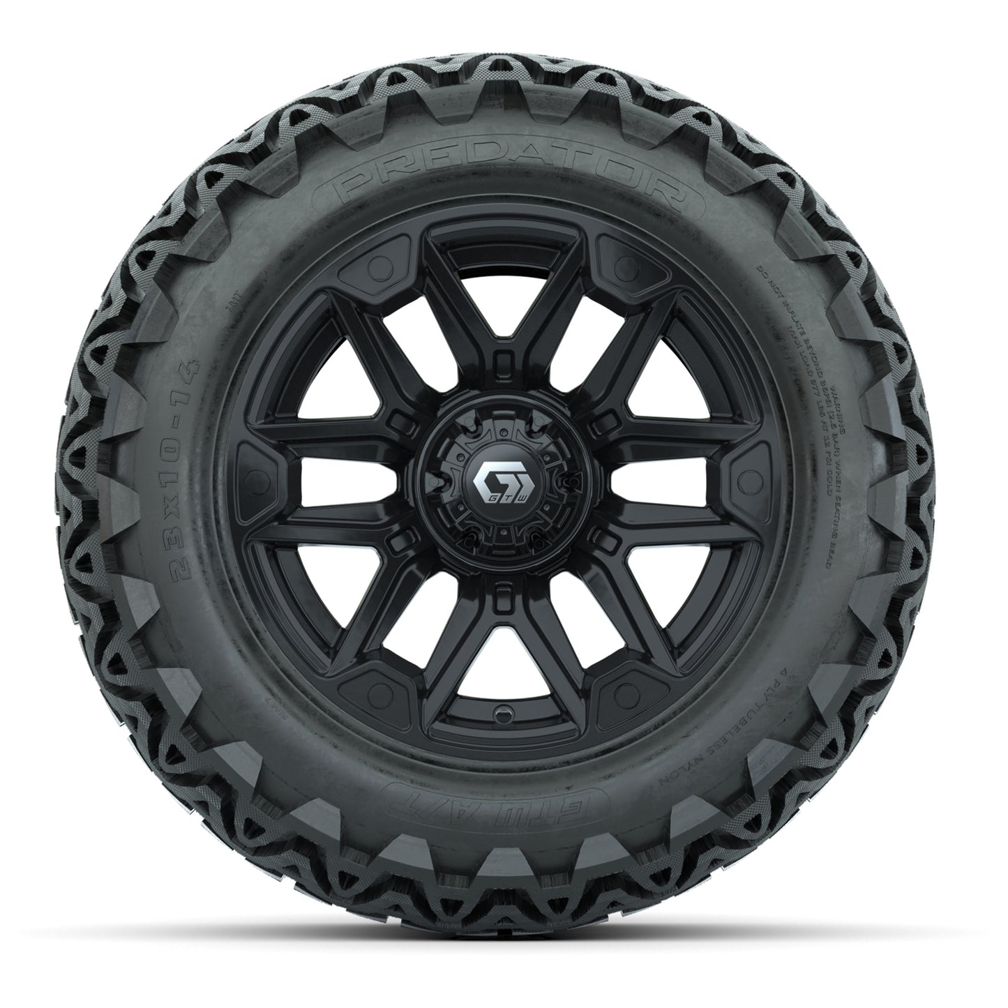 GTW® Graffiti Gloss Black 14 in Wheels with 23x10-14 Predator All-Terrain Tires – Full Set