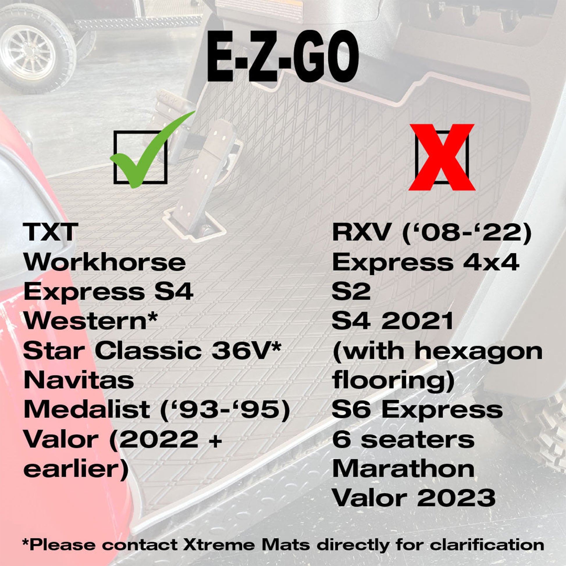 Xtreme Floor Mats for EZGO TXT - Black/Green