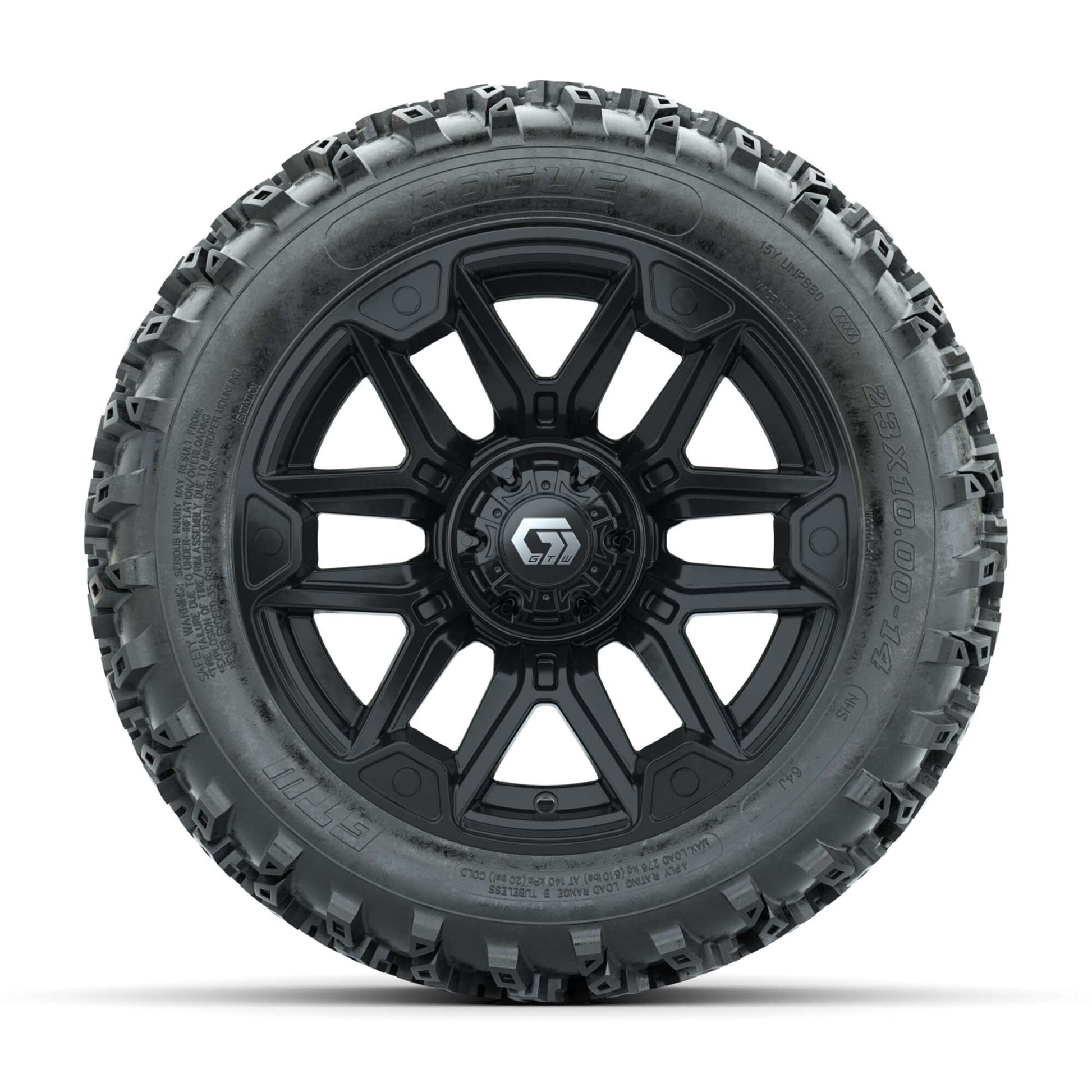 GTW® Graffiti Gloss Black 14 in Wheels with 23X10.00-14 Rogue All-Terrain Tires – Full Set