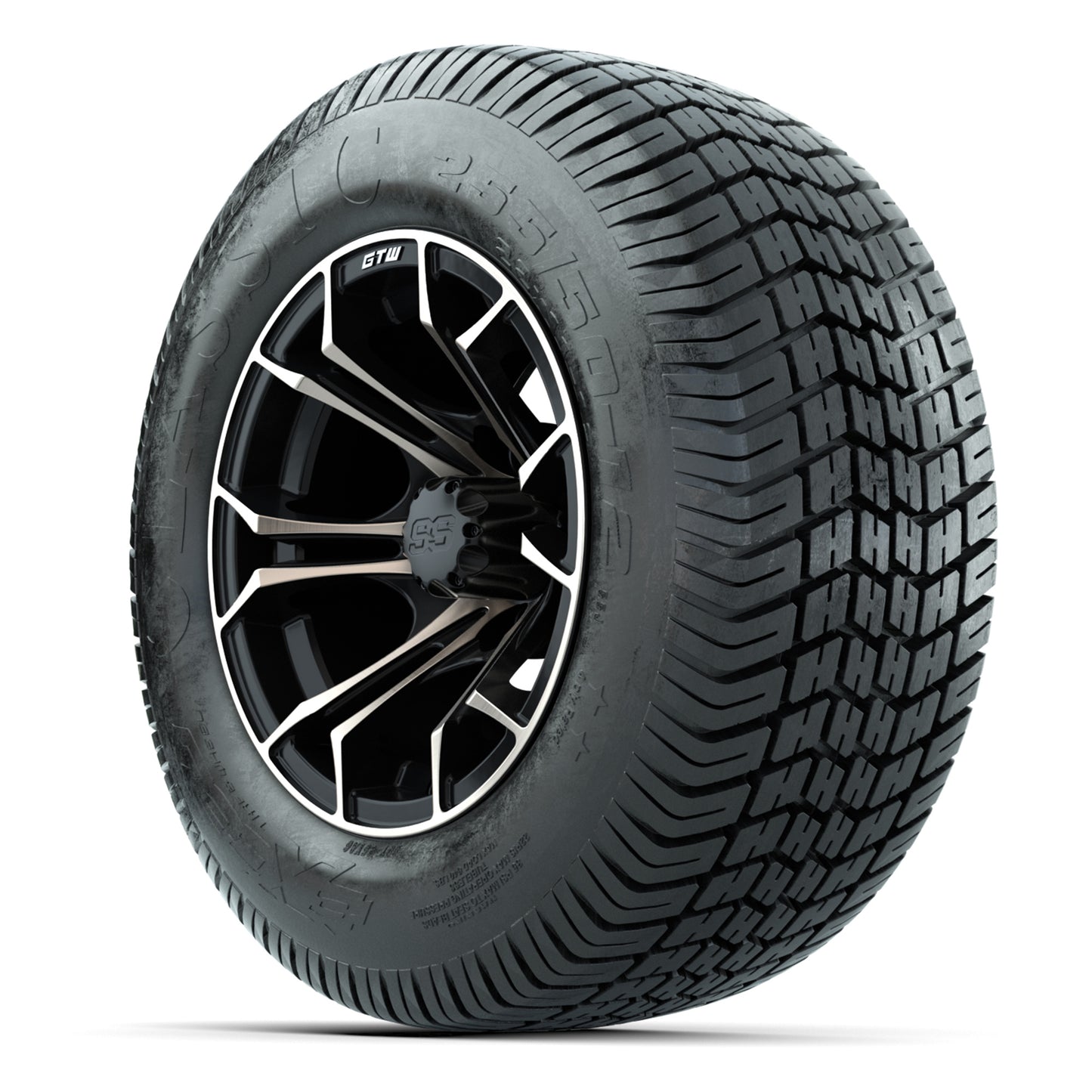 GTW® Spyder Matte Black/Bronze 12 in Wheels with 255/50-12 Excel Classic Street Tires – Full Set