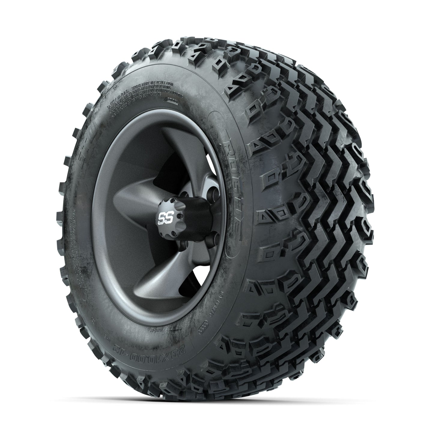 GTW Stellar Machined/Black 12 in Wheels with 23x10.00-12 Rogue All Terrain Tires - Full Set