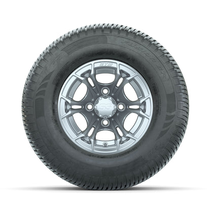 GTW Spyder Silver Brush 10 in Wheels with 205/65-R10 Fusion SR Steel Belted Radial Tires - Full Set