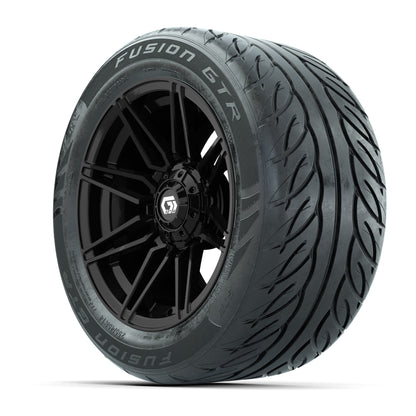 GTW® Stealth Black/Machined 14 in Wheels with 255/45-R14 Fusion GTR Steel Belt Radial Street Tires – Full Set