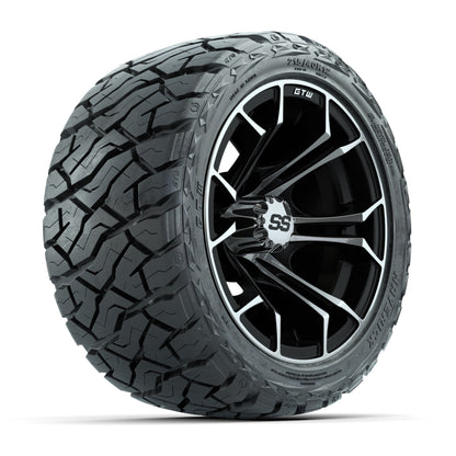 GTW Spyder Black/Machined 12 in Wheels with 215/40-R12 Maverick Low-Profile All-Terrain Tires – Full Set