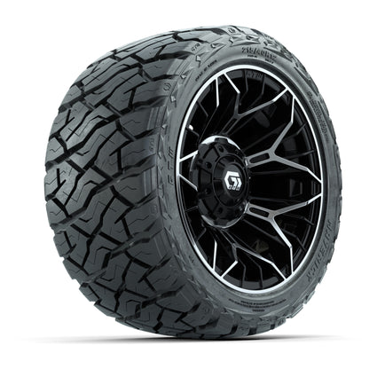 GTW Stellar Black/Machined 12 in Wheels with 215/40-R12 Maverick Low-Profile All-Terrain Tires – Full Set