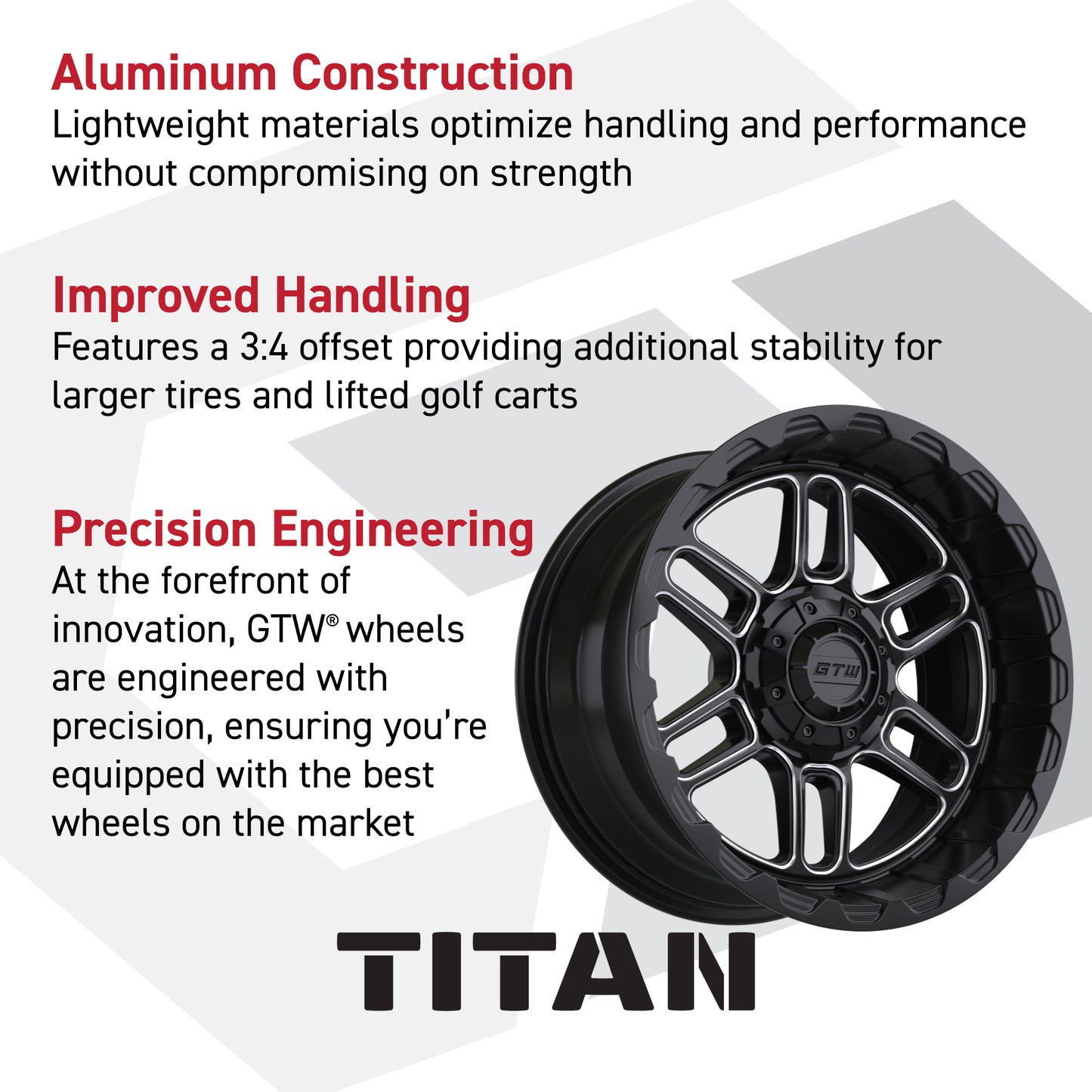 GTW Titan Machined/Black 12 in Wheels with 22x11.00-12 Rogue All Terrain Tires – Full Set