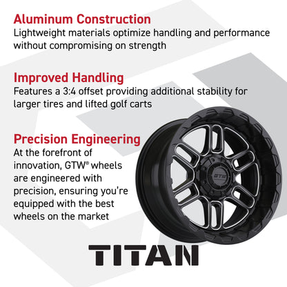 Set of (4) 14 in GTW® Titan Machined & Black Wheels with 225/30-14 Mamba Street Tire