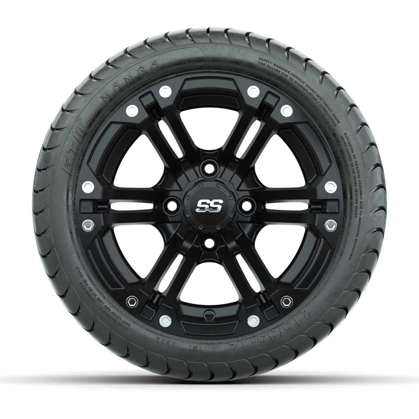 GTW Specter Matte Black 12 in Wheels with 215/35-12 Mamba Street Tires – Full Set