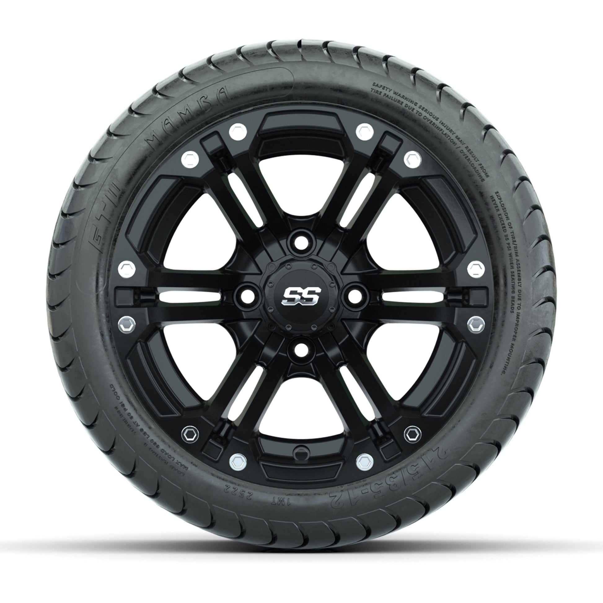 GTW Specter Matte Black 12 in Wheels with 215/35-12 Mamba Street Tires – Full Set