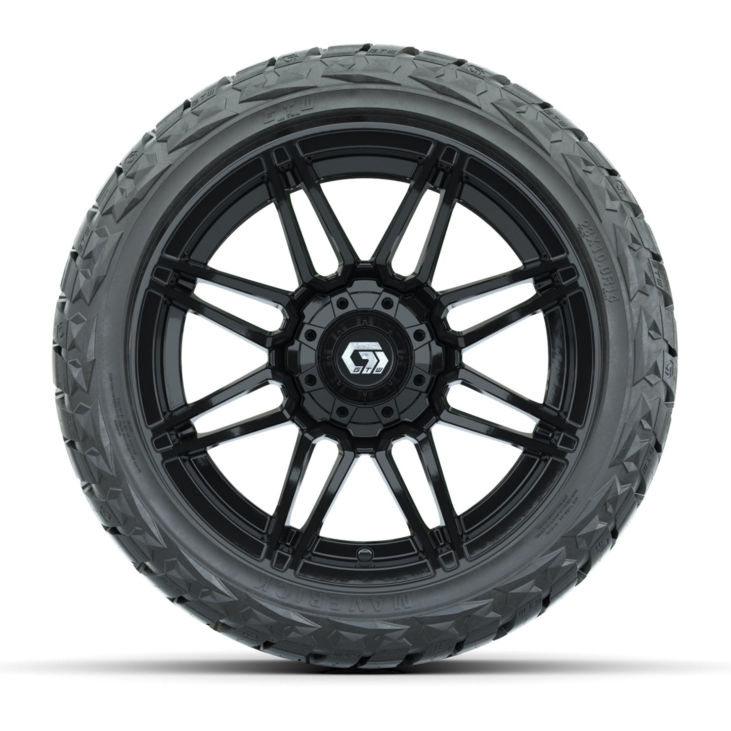GTW Stealth Gloss Black 14 in Wheels with 23x10.00-R14 Maverick All-Terrain Tires – Full Set