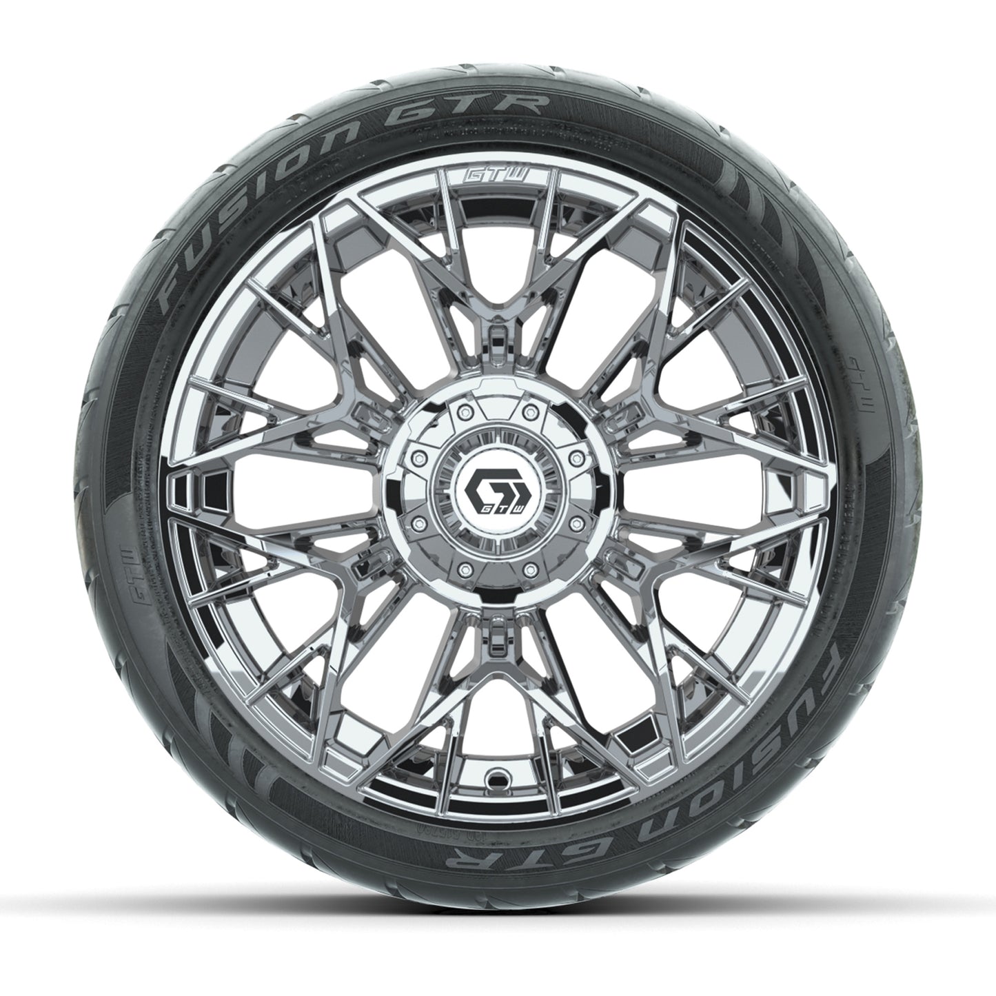 Set of (4) 14 in GTW® Stellar Chrome Wheels with 205/40-R14 Fusion GTR Street Tires