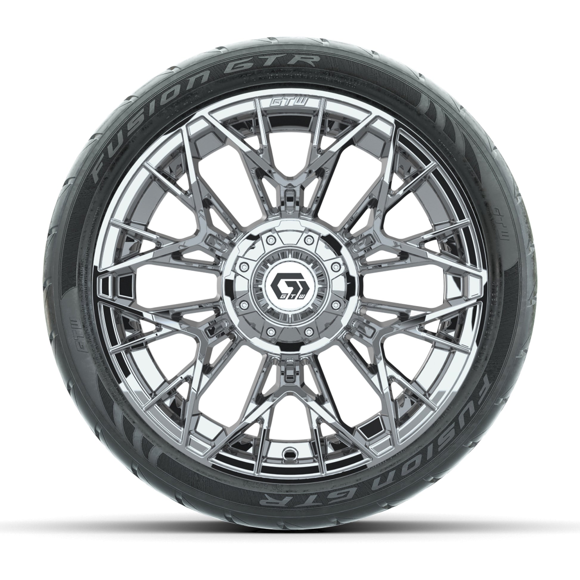 Set of (4) 14 in GTW® Stellar Chrome Wheels with 205/40-R14 Fusion GTR Street Tires