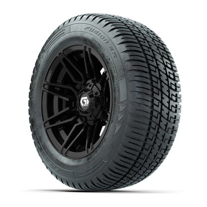 GTW® Stealth Gloss Black 12 in Wheels with 215/50-R12 Fusion S/R Steel Belt Radial Tires – Full Set